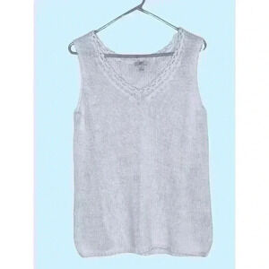 J. Jill White V-Neck Sleeveless Knit Sweater